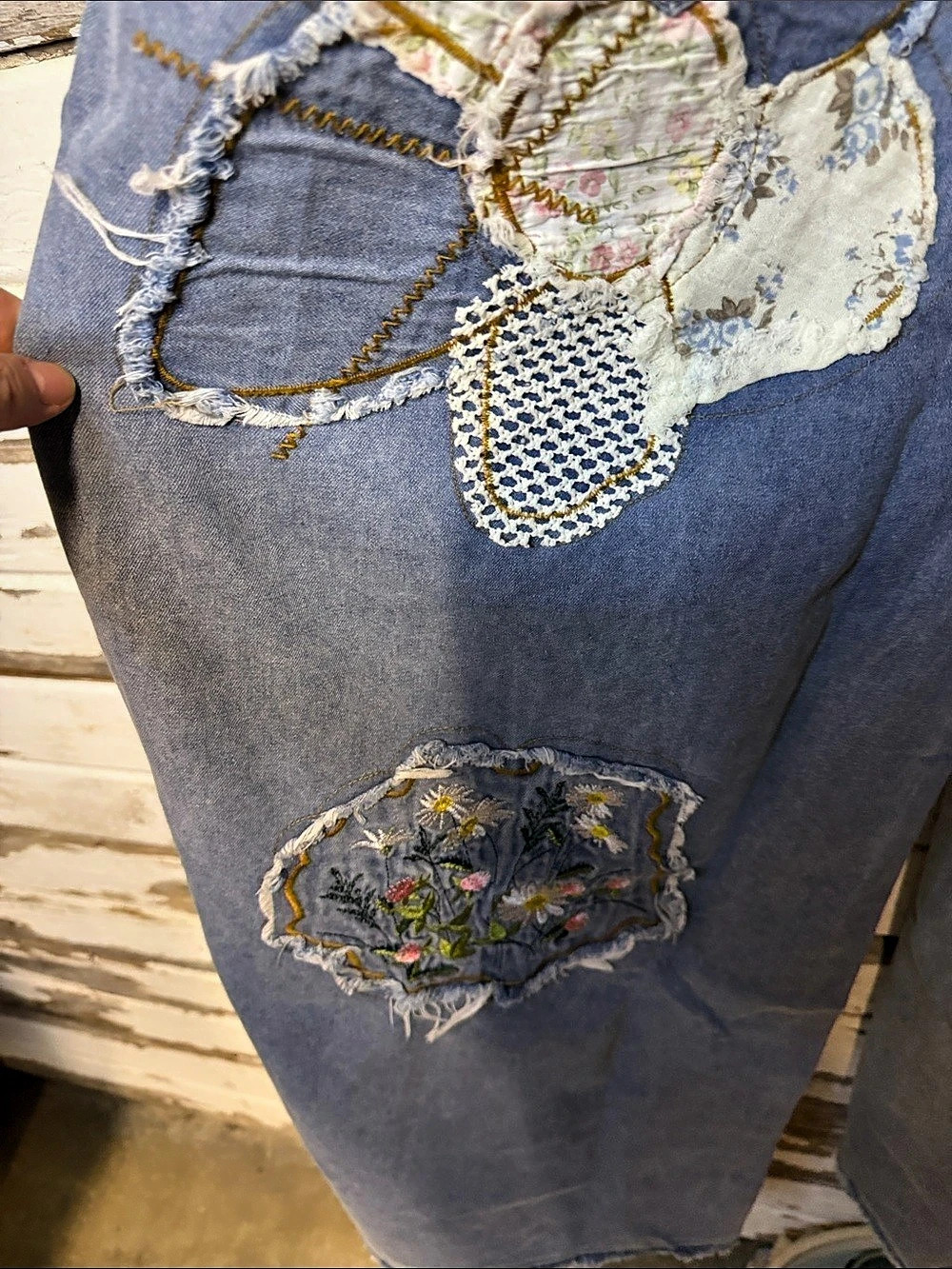 POL Denim Multi Denim Overalls in Blue & White Size Medium ((014 - Picture 10 of 14